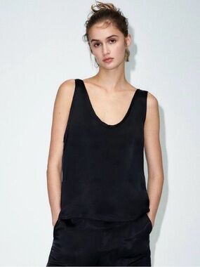 Zara Black Satin Shell